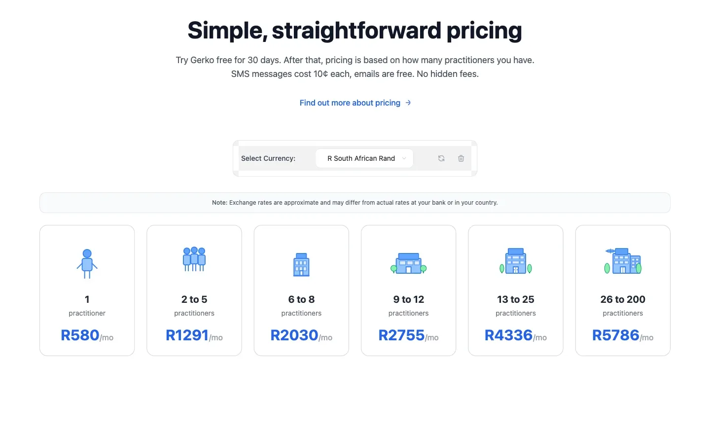 Gerko — Multi-currency pricing screen