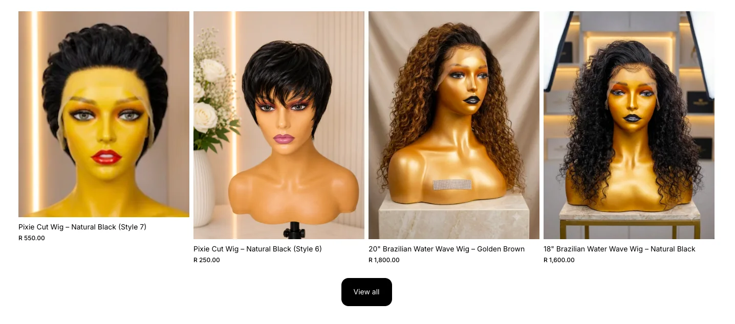 Lwazi Hair — Product catalogue screen