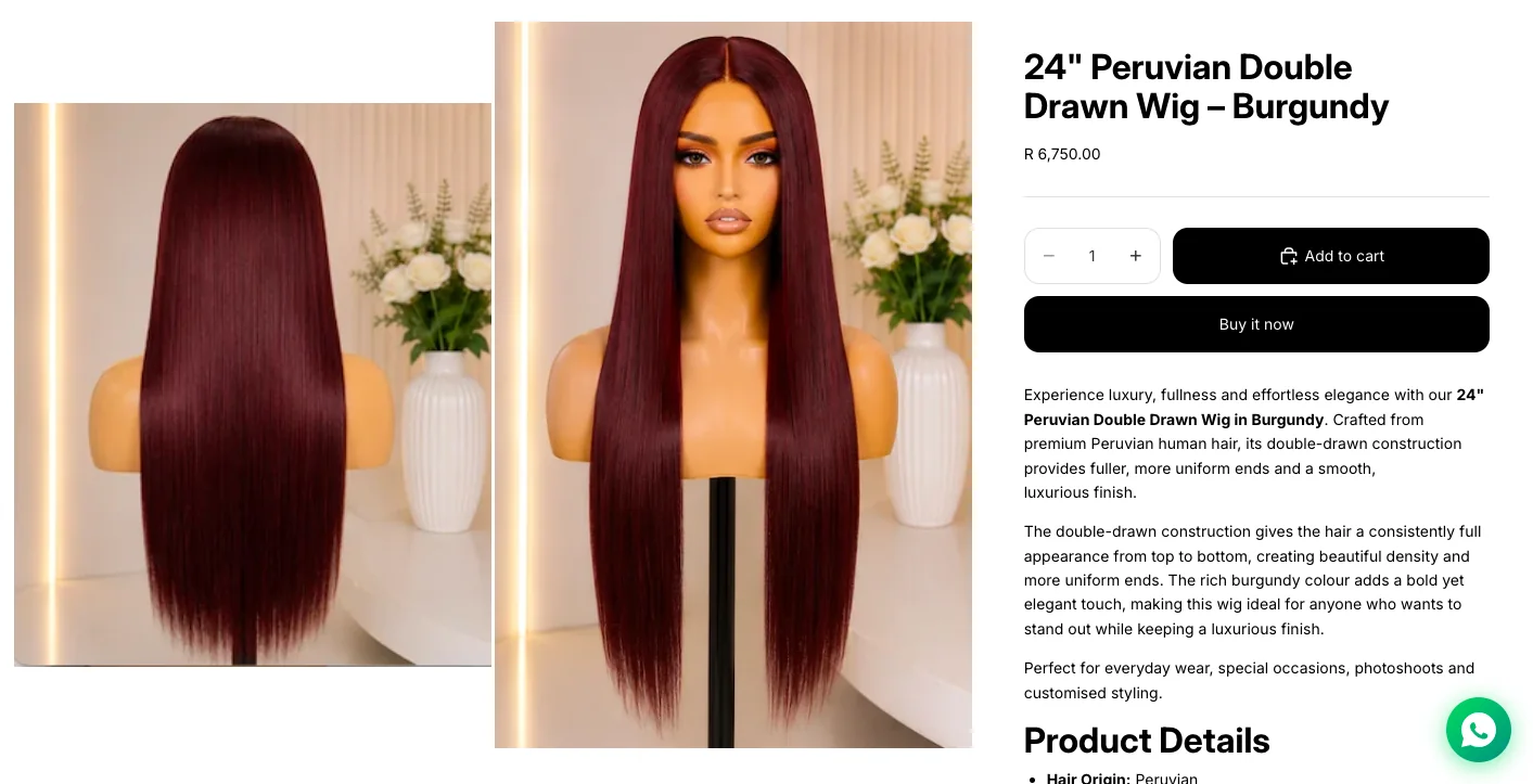 Lwazi Hair — Product detail screen