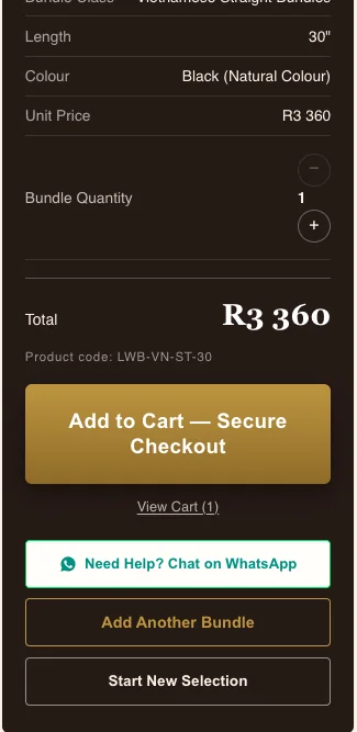 Lwazi Hair — Bundle order summary screen