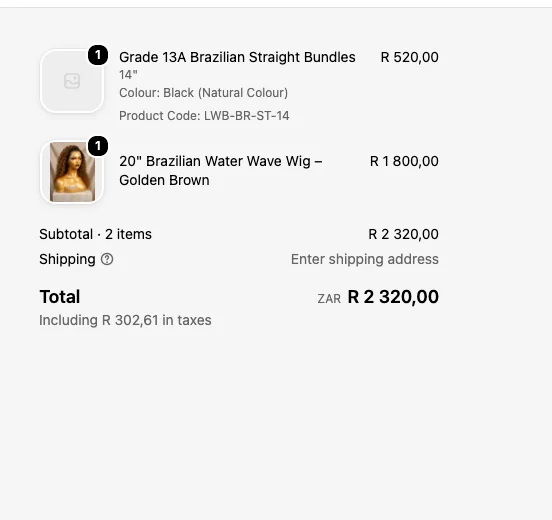Lwazi Hair — Checkout summary screen