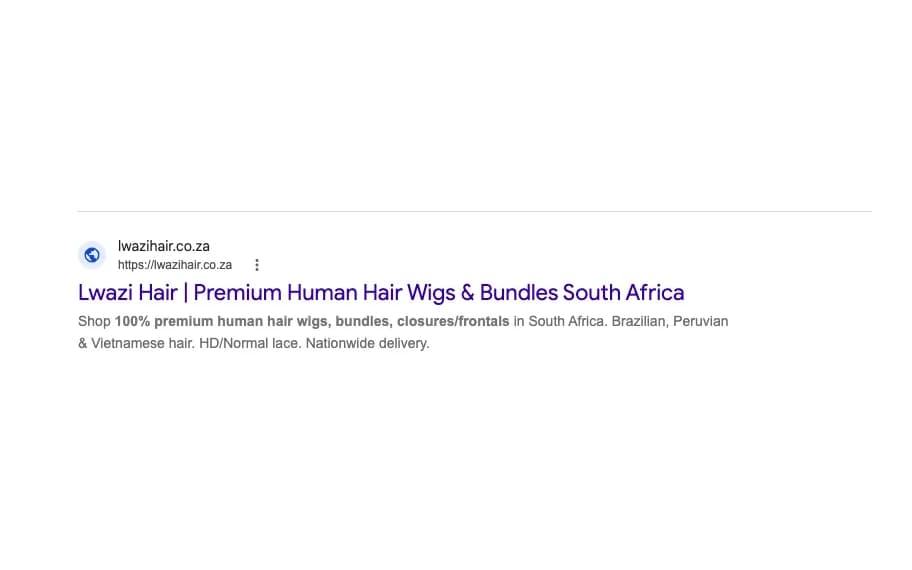 Lwazi Hair — Google search listing screen