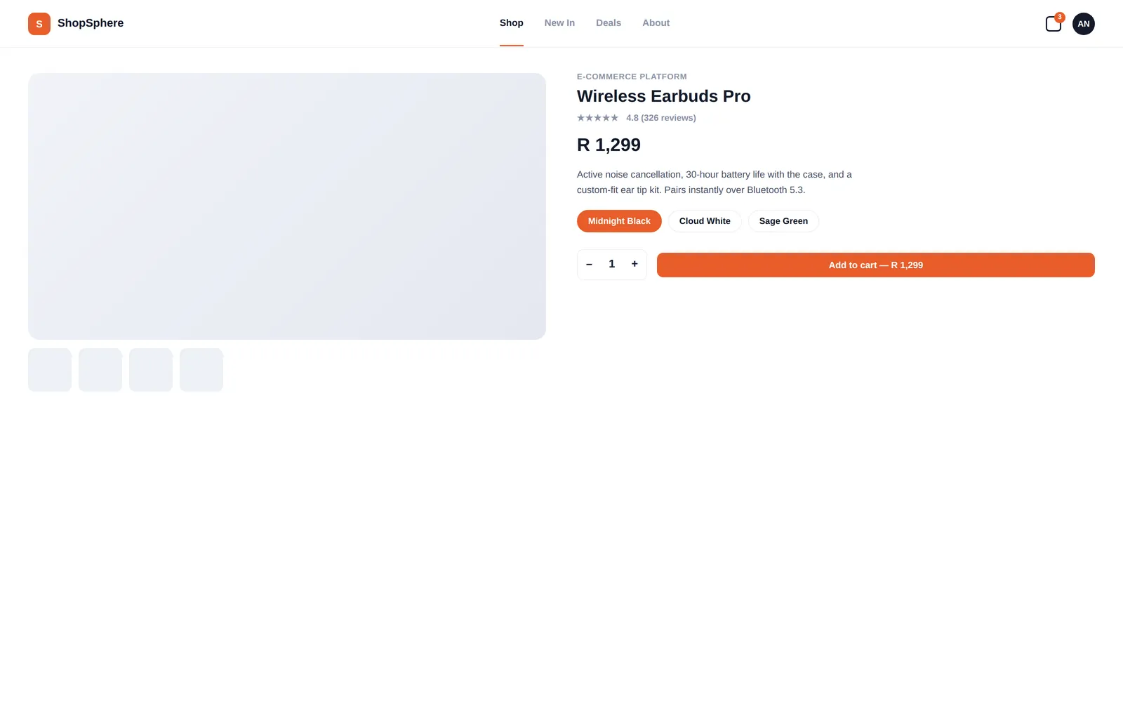 ShopSphere — Product detail screen