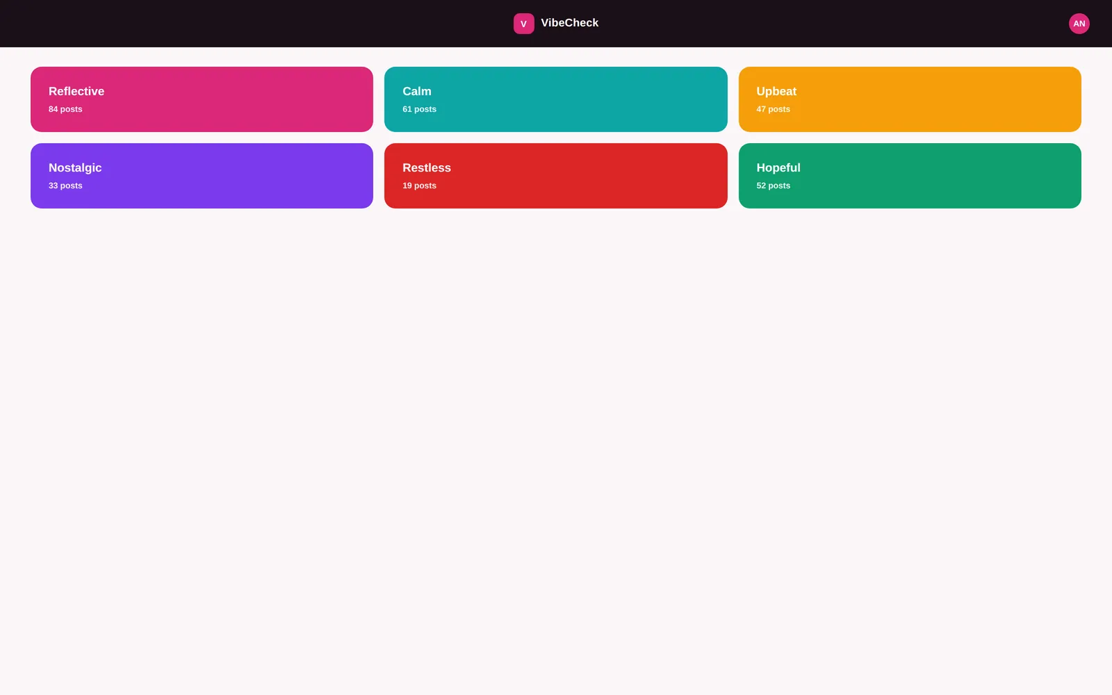 VibeCheck — Mood explorer screen